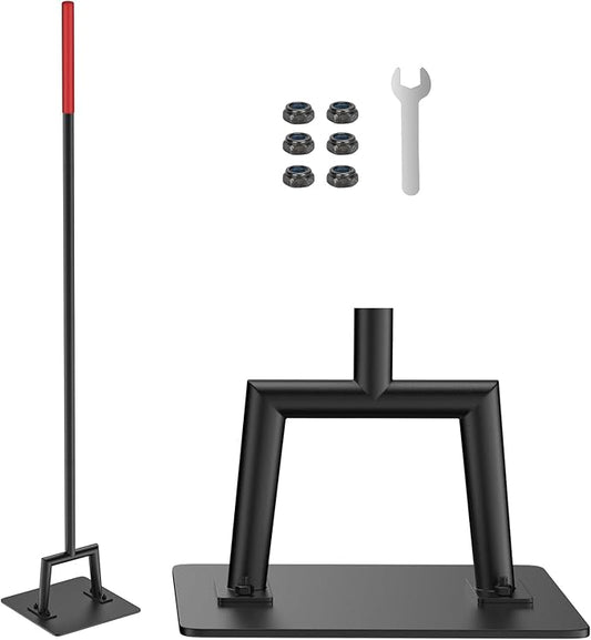 BreeRainz Steel Tamper Tool 10"x10" with 57 Inch Handle and 10 Inch Rubber Grip, Heavy Duty Gardening Hand Tools for Earth Soil Asphalt, Gravel and Dirt Compaction Levelling Paver Tool Trash Compactor