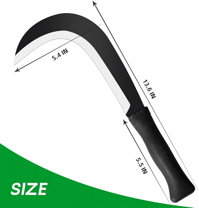 Sickle Machete for Yard Work Machetes for Cutting Trees Billhook Brush Clearing Sickle Garden Tool Brush Axe Harvest Knife Heavy Duty Machete Sickle for Gardening Sickle Machete Camping Farming