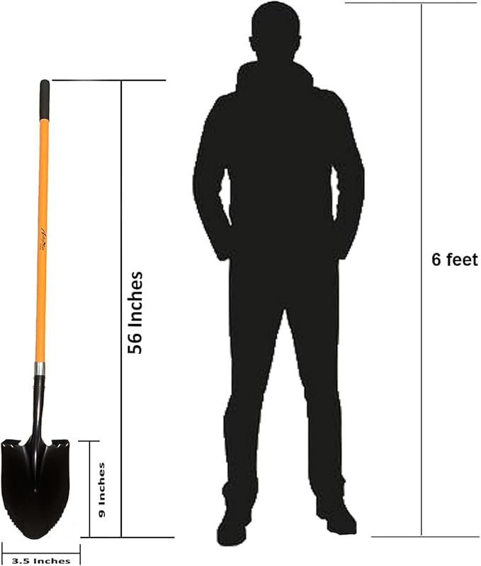 Ashman HeavyDuty Digging Shovel (1 Pack) 47-Inch Lond Handle with Trenching Blade and durable Handle - Ideal for Garden, Landscaping, Construction, Masonry - Perfect for Digging Soil, Dirt, and Gravel