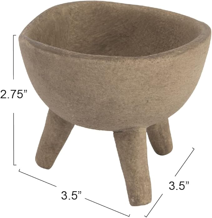 Creative Co-Op Boho Terracotta Footed Planter, Distressed Cream