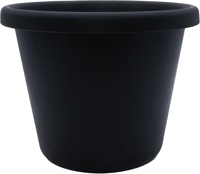 The HC Companies 15.5 inch Round Classic Planter - Plastic Plant Pot for Indoor Outdoor Plants Flowers Herbs, Black (2 Pack)