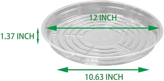 TRUEDAYS 12 Inch 5 Pack Clear Plant Saucers Flower Pot Tray Excellent for Indoor & Outdoor Plants