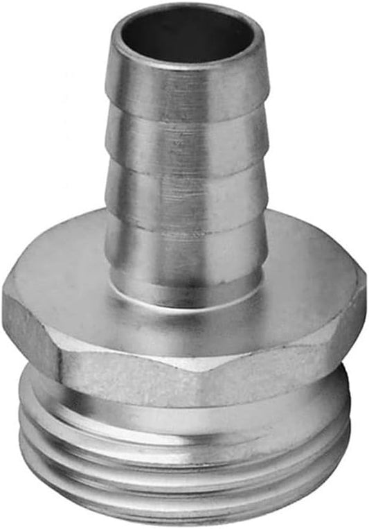 Stainless 1/4" Hose Barb x 3/4" Male GHT Garden Water Hose Connector Repair Fitting for Boat Lawn Power Wash Irrigation
