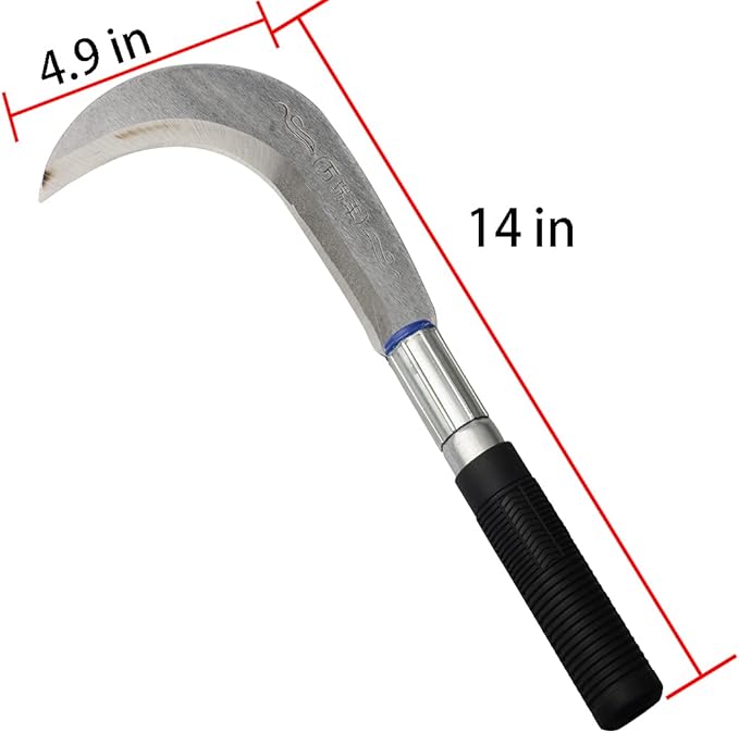 Zelin Steel Grass Sickle,Clearing Sickle,Weeding Sickle,Manganese Steel BladeStainless Steel Handle Hand held Sickle Tool - Multipurpose Gardening Weeding Grass Sickle and Farming Sickle