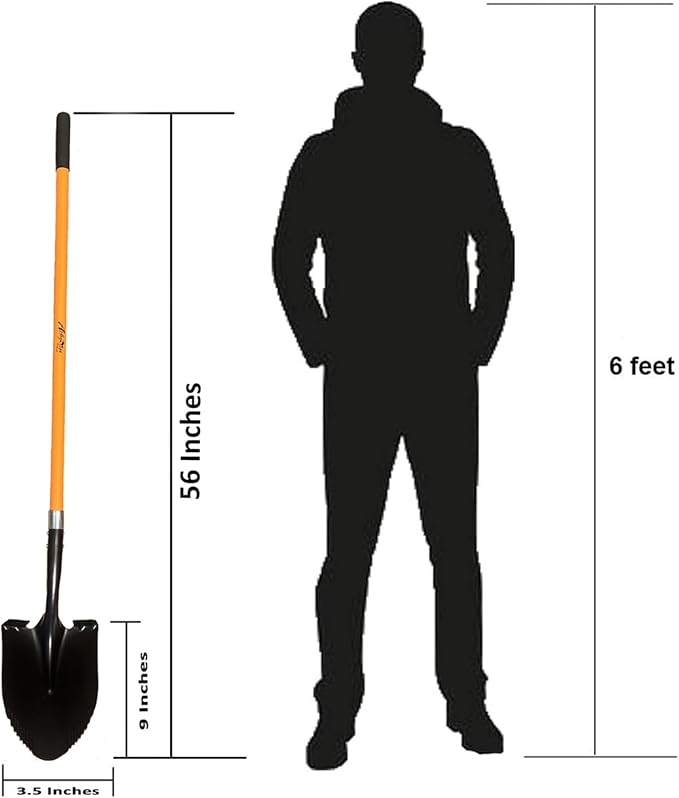 Ashman HeavyDuty Digging Shovel (6 Pack) 47-Inch Lond Handle with Trenching Blade and durable Handle - Ideal for Garden, Landscaping, Construction, Masonry - Perfect for Digging Soil, Dirt, and Gravel