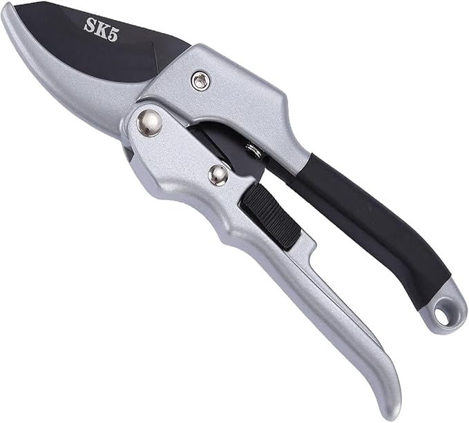 Premium 8 inch garden clippers, 3 Times Easy to Work, Arthritis Weak Hand Snips (Pulley lever -pruners- Black)