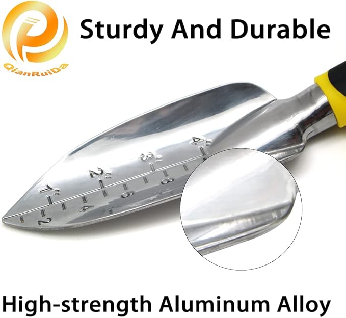 QianRuiDa 8-Piece Garden Tools Set for Gardening Aluminum Alloy Heavy Duty Kit, with Storage Tote Bag, Ergonomic Rubber Grip, Gift for Men or Women, Indoor and Outdoor Tools