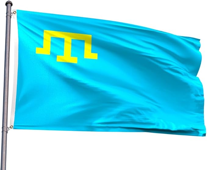 Crimea Tatar Flag 2x3FT Crimean Tatars Polyester Banner With 2 Grommets Fade Resistant Vivid Color For Patriotic Festival Events Party Decoration (Crimean Tatars, 2x3FT)