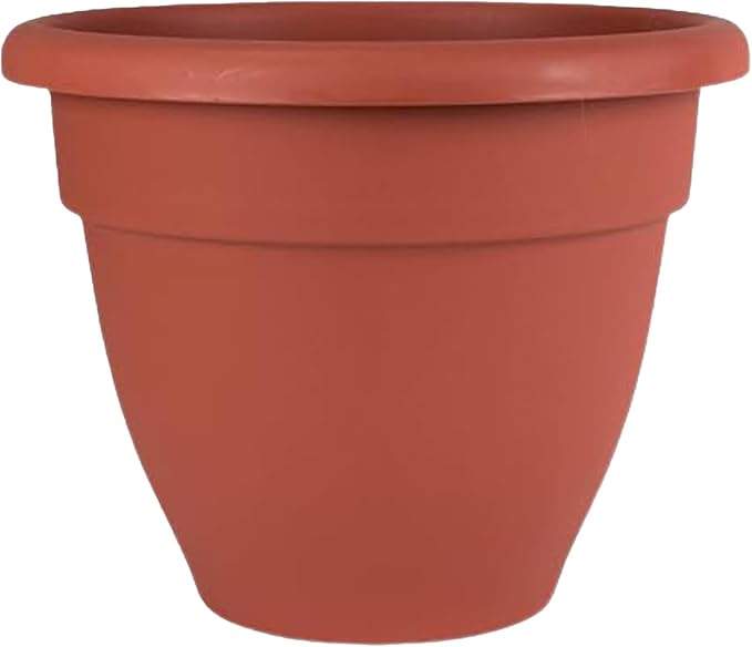 The HC Companies 8 Inch Caribbean Round Planter - Lightweight Indoor Outdoor Plastic Plant Pot with Drainage Plug, Clay