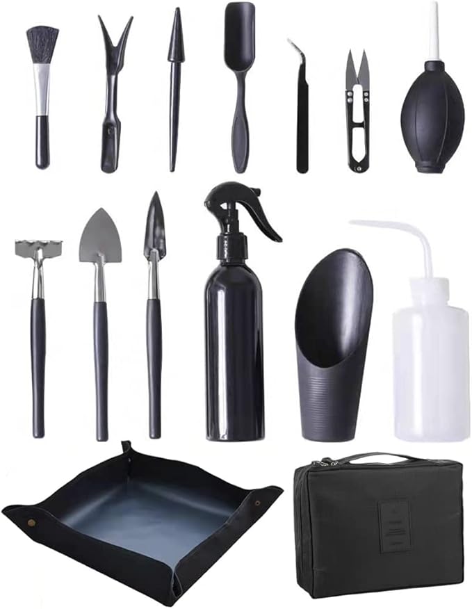 15 Pieces Succulent Plants Tools - Plant Repotting Mat and Storage Bag,Mini Garden Transplanting Tools for Indoor Outdoor Miniature Fairy Flower Plant Care
