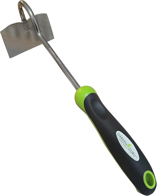 Garden Guru Hand Hoe Tiller Cultivator Tool - Stainless Steel for Ultimate Strength - Rust Resistant - Ergonomic Handle - Great for Gardening Digging Tilling Planting Cultivating Loosening