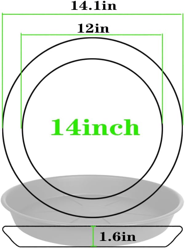 2 Pack of Plant Saucer Tray 14 inch, Heavy Duty Plastic Pot Plant Drip Trays Saucers for for Indoors Outdoor, Plant Water Tray for Planters 13-14" (14", Clay)