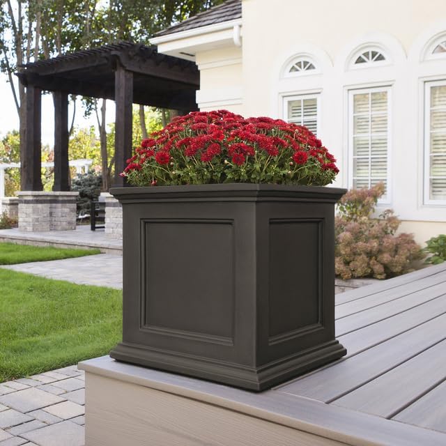 Mayne Fairfield 20-Inch Square Planter – Self-Watering, Weather-Resistant Planter for Flowers – Durable Outdoor Design for Patio, Porch, or Entryway