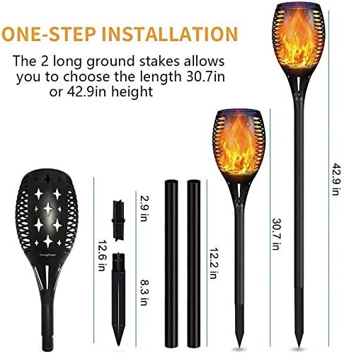 YoungPower Solar Torch Lights, Waterproof Flickering Flames Solar Lights Outdoor Landscape Decoration Lighting Dusk to Dawn Auto On/Off Security Light for Garden Patio Deck Yard Driveway,1Pack