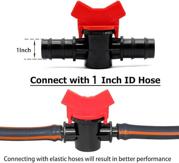 JoyTube 1" Drip Irrigation Switch Valve, Barbed Ball Valve for Garden Drip Irrigation Aquarium(3 Pcs)