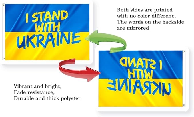 I Stand with Ukraine Flag Extra Large Flag 10x15FT Giant Ukrainian National Polyester Banner With 5 Grommets Fade Resistant Vivid Color For Patriotic Festival Events Party Decoration