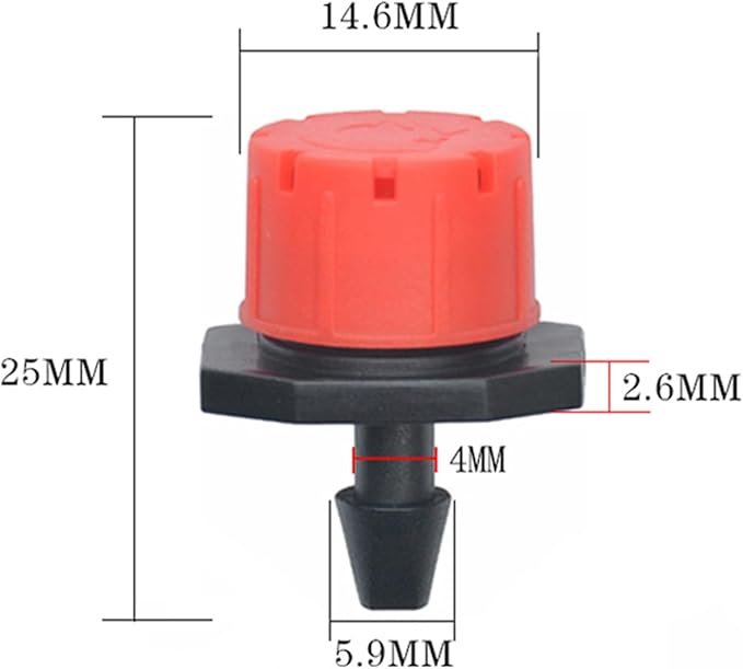 100Pcs 360 Degree Adjustable Irrigation Drippers Sprinklers, 1/4 Inch Emitters Drip for Watering System