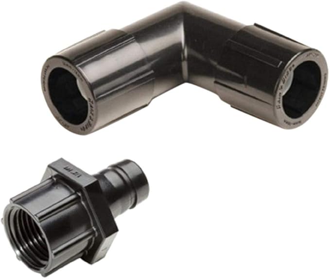 Rain Bird EAFPT-1S Drip Irrigation Elbow Adapter, 1/2" Female Pipe Thread x Easy Fit Universal Fitting, Fits All 1/2" and 5/8" Drip Tubing (Pack of 2)
