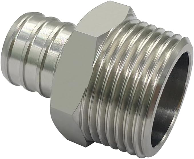 Beduan Stainless Steel PEX Garden Hose Adapter Fitting 1/2" PEX Barb to 3/4" GHT Male Connector for Outdoor Garden Irrigation Watering
