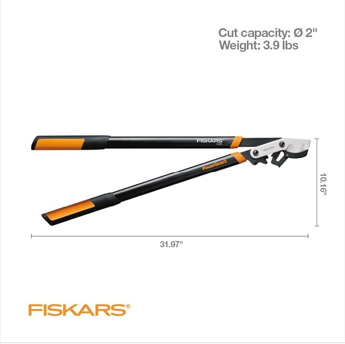 Fiskars 32-Inch Loppers for Tree Trimming, Heavy Duty, Low-Friction Sharp Steel Blade, Branch Cutter up to 2-Inch Diameter Cut Capacity, PowerGear2 Technology that Multiplies Power for Less Effort