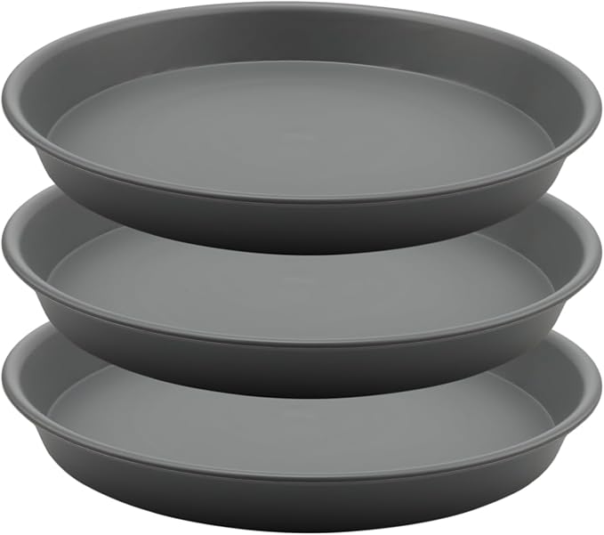 TITE Plant Saucer Heavy Large Planter Durable Thicker Plastic Plant Trays for Indoors and Outdoor,Plant Saucer Drip Trays (Grey, 10 inch)