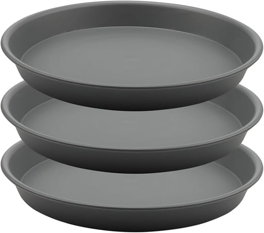 TITE Plant Saucer Heavy Large Planter Durable Thicker Plastic Plant Trays for Indoors and Outdoor,Plant Saucer Drip Trays (Grey, 12 inch)