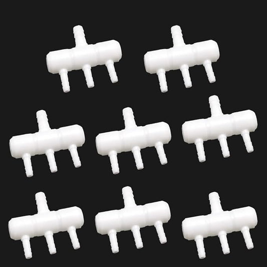 Rake-shaped hose joint air discharge diverter, Plastic Barb Hose Fitting Connector, 3-Way Outlet Air Line Pump Tubing Splitter Water Flow Divider, for Aquarium Garden Agricultural Irrigation（8Pcs）