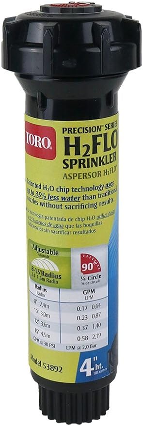 Toro 53892 Precision H2FLO 4-Inch Sprinkler Pop Up with Nozzle, Quarter