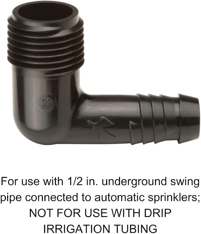 Rain Bird SWGE050B EZ Swing Pipe Elbow Fitting, 1/2" Male Pipe Thread x 1/2" Barb, 10 Count (Pack of 1)