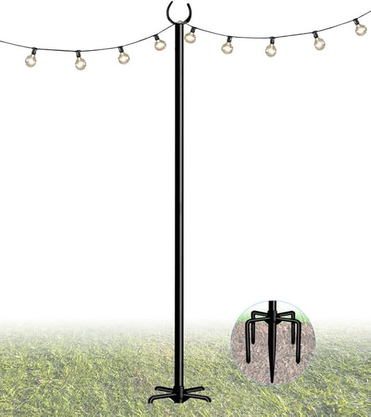 String Light Pole Stand for Outdoor String Lights Hanging, Use for Backyard, Garden, Patio, Party, Festival, Wedding, Picnic, 10FT, Matte, 1 Pole