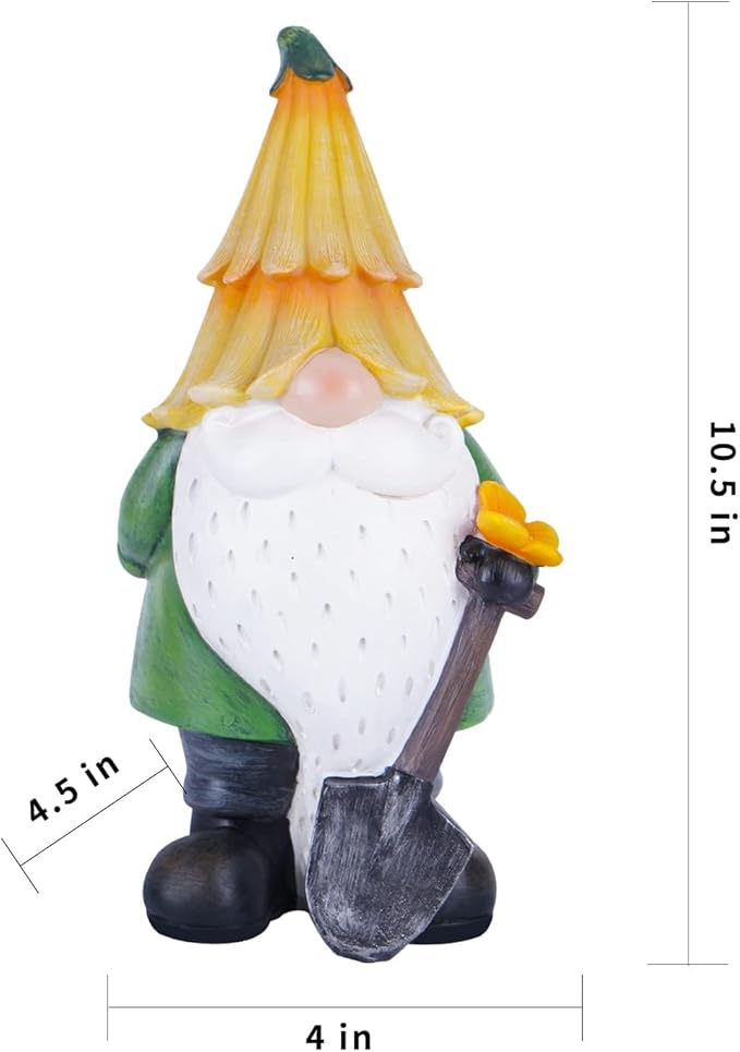 Topadorn Garden Gnome Outdoor Gnome Statue Resin Sculpture Outdoor Figurine with Yellow Hat for Garden Decoration,11 Inch
