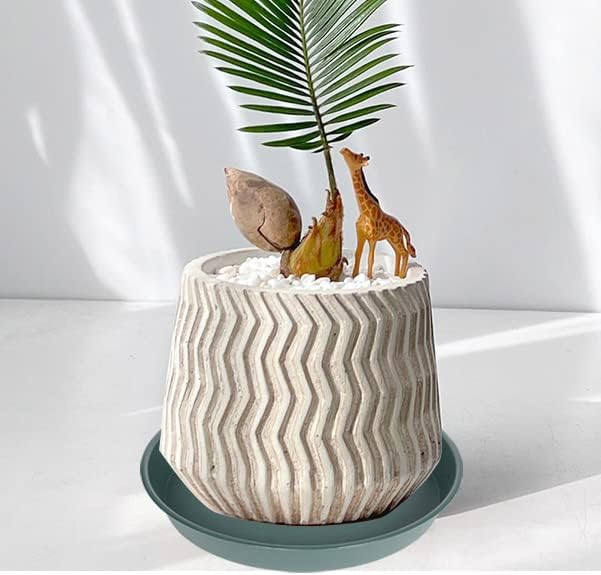 6 Pack Plastic Plant Saucer Planter Water Drip Tray, 4 5 6 7 8 9 10 11 12 inch, Heavy Sturdy Tray for Indoors Outdoor Plants, Flower Pot Saucers for Pots Base (4", Green)