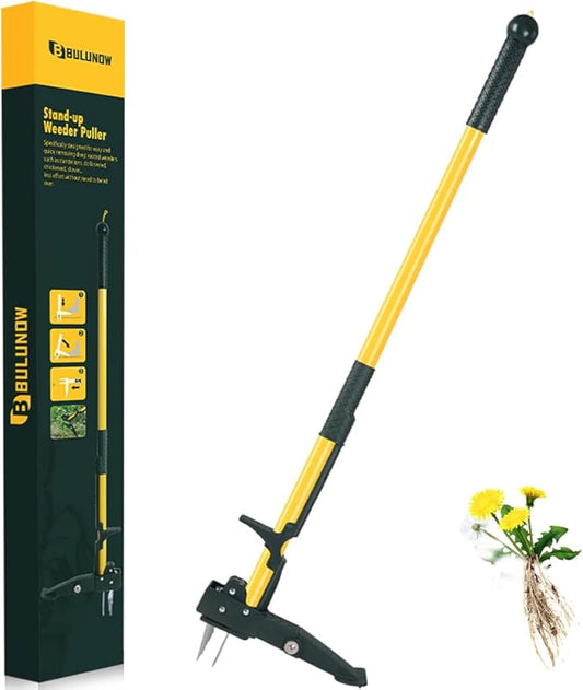 Weed Puller Tool, 50IN Long Handle 4 Claws Stand Up Weeding Tool, Extra Thickened Stainless Steel Shaft Garden Weeder,Remove the Roots of Thistles, Crabgrass, Dandelions, and Blackberries, etc.