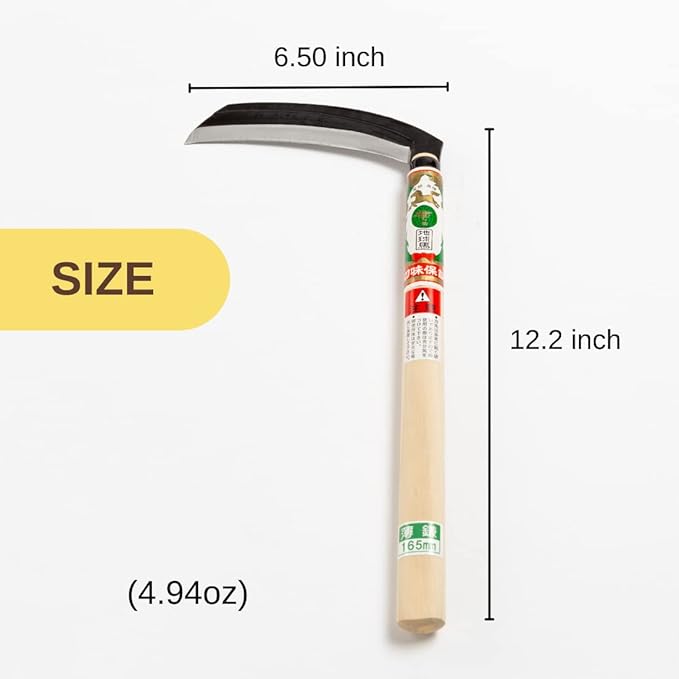 Japanese Weeding Sickle (Thin Blade) High Grade Steel Blade (Blue Steel No.2) Hand Tool for Gardening, Weeding and Farming, Light Weight, Blade Length 6.50inch