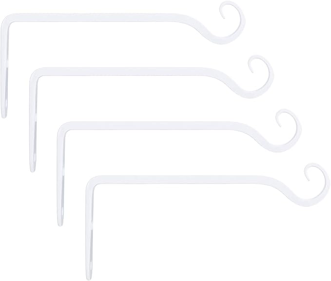 Mkono Hanging Plant Bracket 10 inch Metal Wall Plant Hook Decorative Plant Hanger for Bird Feeders, Planters, Lanterns, Wind Chimes, Home Decor Indoor Outdoor 4 Pack,White