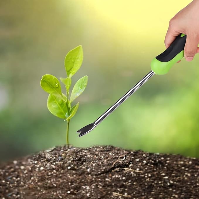 2 Pack Garden Hand Weeder Tool with Ergonomic Handle, Stainless Steel Garden Lawn Weed Puller