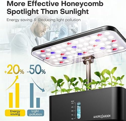 Ahopegarden Indoor Garden Hydroponics Growing System: 10 Pods Plant Germination Kit Aeroponic Herb Vegetable Growth Lamp Countertop with LED Grow Light - Hydrophonic Planter Grower Harvest Lettuce