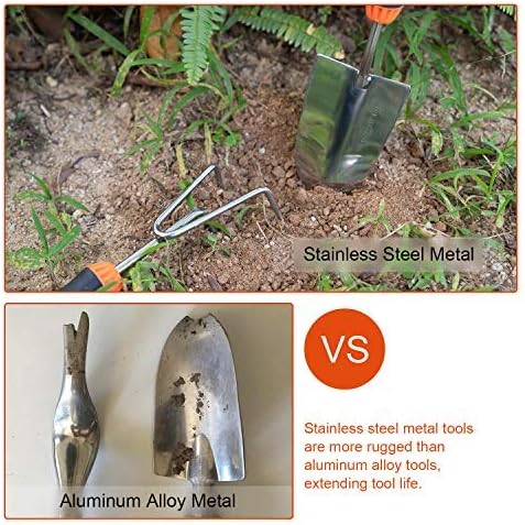 Garden Tool Set, 9 Piece Stainless Steel Heavy Duty Gardening Tool Set, with Non-Slip Rubber Grip, Storage Pocket, Ideal Garden Tool Kit Gift for Women/Parent