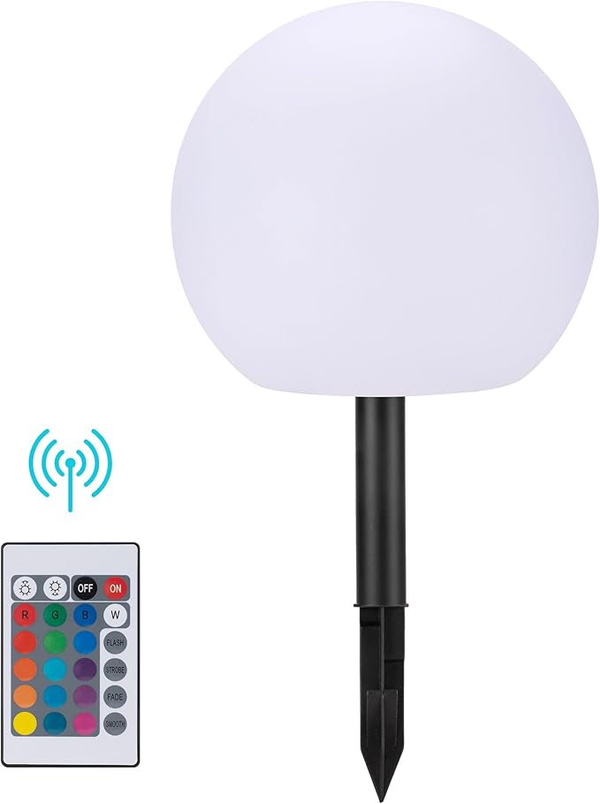shumi Solar Ball Light-12inch LED Outdoor Table Lamp,16 RGB Colors and Dimmable Globe Light with Remote,Decor for Patio,Garden,Yard,Beach,Pathway,Nursery