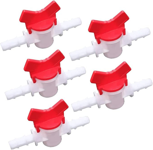 5/8“ Hose Barbed Ball Valve Drip Irrigation Ball Valve Shut Off Switch for Drip Irrigation and Aquariums（pack of 5）