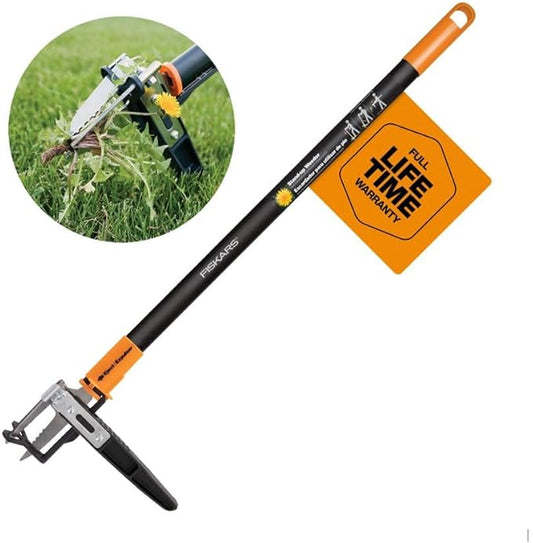 Fiskars 3-Claw Stand Up Weed Puller Tool, Gardening Hand Weeding Tool with 39" Long Ergonomic Handle with Easy-Eject Mechanism