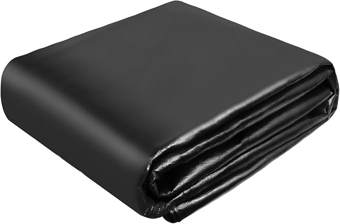 TEZONG Pond Liner,20x25Ft Pond Liners for Outdoor,28Mil PE Black Koi Fish Pond Liners,Reinforced Pond Underlayment for Ponds,Water Gardens,Waterfall, Stream, Fountains,Aquaculture,Agricultural