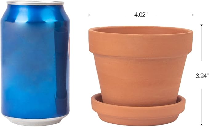 [17 Pack] 4" Planter Nursery Pots Terracotta Pot with Saucer Clay Pots Clay Ceramic Pottery Cactus Pots Flower Pots Succulent Pots Nursery Pots Garden Pots Terra Cotta Pots Planter Pots (4")
