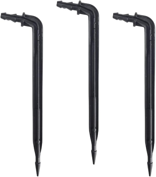 100-Pack 6" Inch Angled Drip Emitter Stake, (FITS 1/4" & 1/8" TUBING) for Precise Watering & Irrigation, Greenhouse, Container Gardening, Home Garden