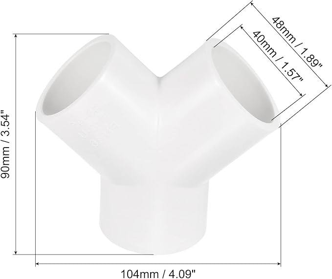 PATIKIL 40mm PVC Pipe Fittings, 1 Pack 3 Way Y Shape Water Tubing Joint Connectors Adapters Union for Garden Irrigation Home Aquarium