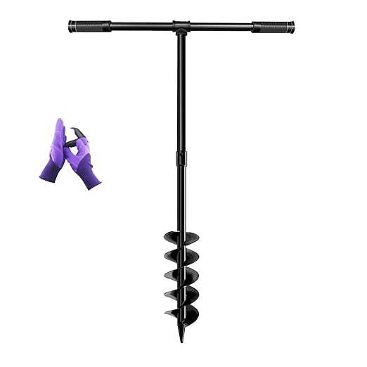 4" x 38" Spiral Planter Hand Auger - Heavy-Duty Manual Post Hole Digger for Gardens, Fences, Landscaping - Planting Bulbs, Trees, Flowers Garden Hole Digger Tool