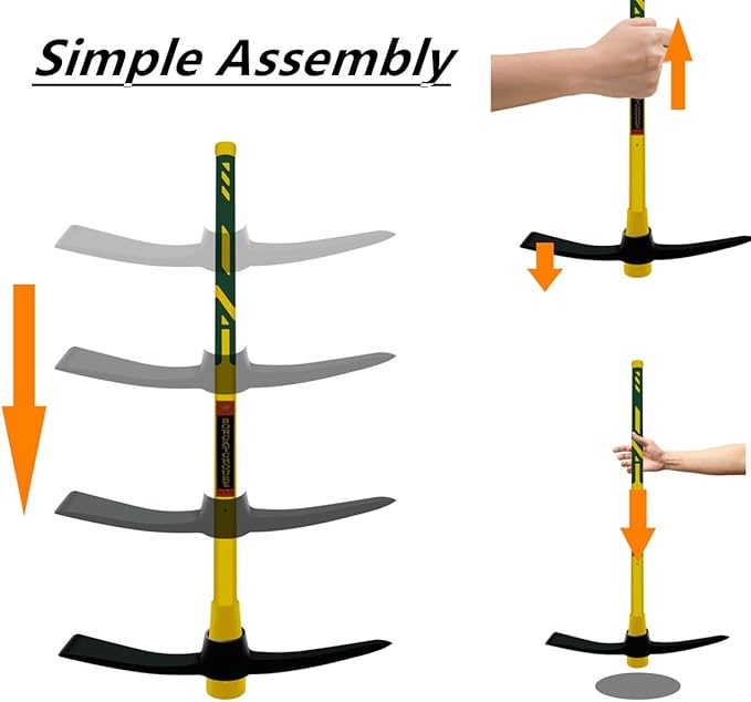 Pick Mattock with Heavy Duty Forged Construction, 36" Heavy Duty Pick Hoe,Solid Fiberglass Core, Ergonomic No-Slip Handle, Garden Pick Axe, and Adze Hoe