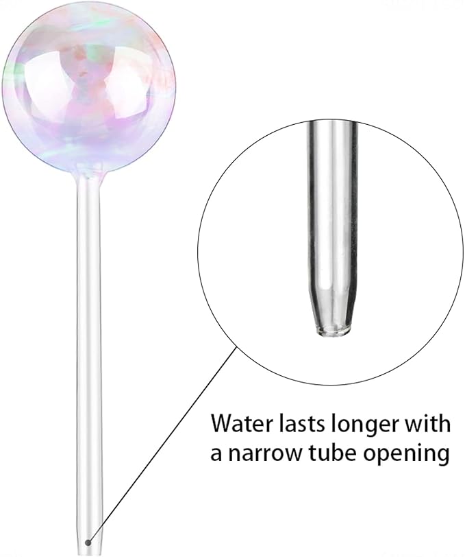 [3PCS] Light Iridescent Rainbow Gradient Color Clear Glass Self-Watering System Spikes, Automatic Plant Waterer Bulbs