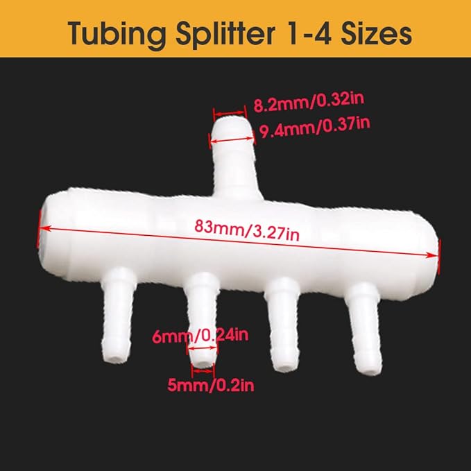 Rake-shaped hose joint air discharge diverter, Plastic Barb Hose Fitting Connector, 4-Way Outlet Air Line Pump Tubing Splitter Water Flow Divider, for Aquarium Garden Agricultural Irrigation（8Pcs）