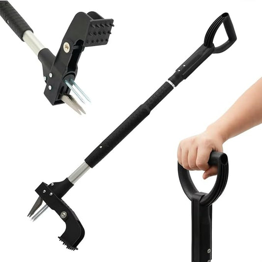 Weed Puller Tool, Gardening Stand-Up Weeder Puller with Ergonomic 39.5" Long Handle and 4 High-Strength Stainless Steel Claws, Easily Weeds Without Bending, Pulling, or Kneeling（Black）